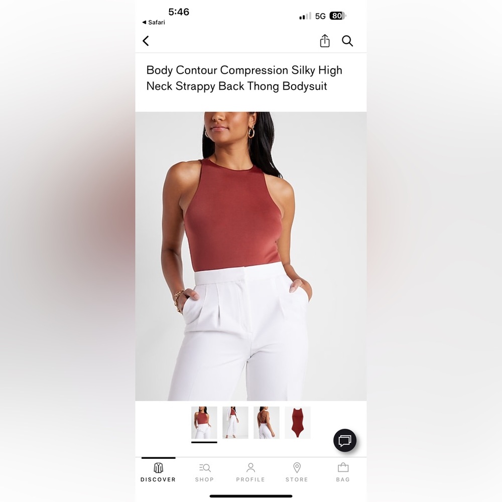 Express Women’s Body Contour Compression Silky High
Neck Strappy Thong Bodysuit